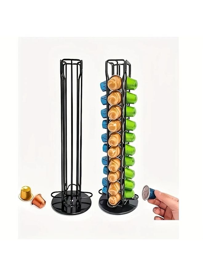 Black Coffee Capsule Storage Rack 360 Degree Spinning 40 Pod Organizer - Image 2